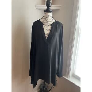 ELOQUII Shirt Womens 22 Black Sheer Polyester Chiffon Long Sleeve Plus Tunic